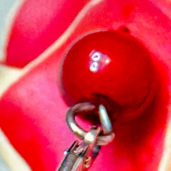 Rose & Bead Large Dangle Earrings Vintage Polymer Clay - Picture 5 of 13